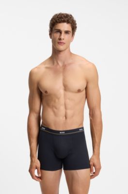 Five-pack stretch-cotton boxer briefs, Blue / Red / Black