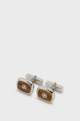 Double B cufflinks, Beige