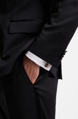 Double B cufflinks, Beige