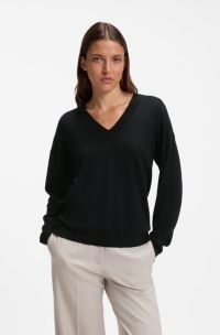 Pullover aus Woll-Mix mit Kaschmir und V-Ausschnitt, Schwarz