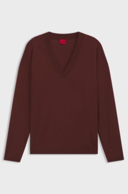 V-neck sweater in a wool blend with cashmere, Brown
