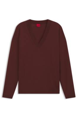 Hugo V-neck sweater in a wool blend with cashmere stickade tröjor dam – bild 4