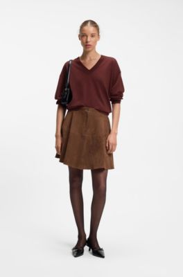V-neck sweater in a wool blend with cashmere, Brown