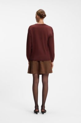 V-neck sweater in a wool blend with cashmere, Brown
