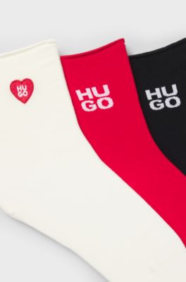 Three-pack of short-length socks with logo details, Patterned