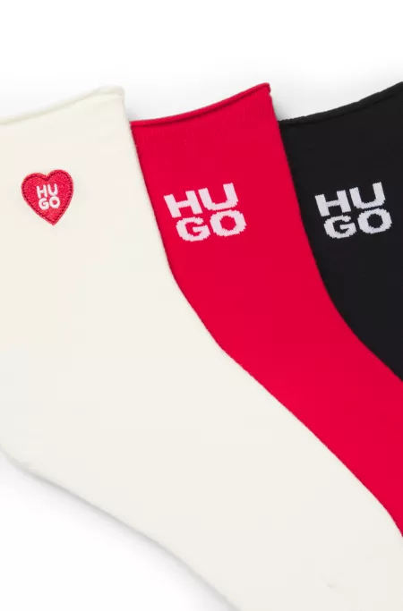 Lot de trois paires de chaussettes mi-hautes avec détails logotés
