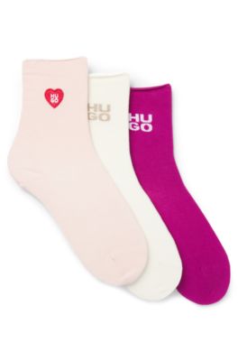 Three-pack of short-length socks with logo details, Patterned