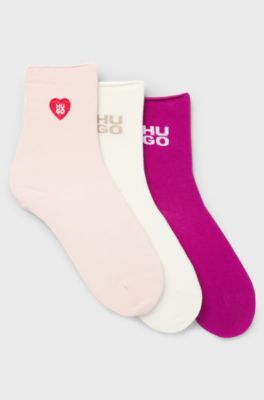 Three-pack of short-length socks with logo details, Patterned
