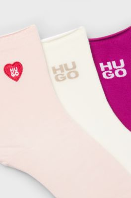 Three-pack of short-length socks with logo details, Patterned