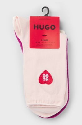 Three-pack of short-length socks with logo details, Patterned