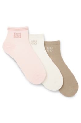 Three-pack short socks with metallic thread logos, Assorted-Pre-Pack