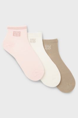 Three-pack short socks with metallic thread logos, Assorted-Pre-Pack