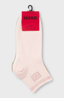 Three-pack short socks with metallic thread logos, Assorted-Pre-Pack