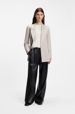 Short-sleeved sweater in a wool-cashmere blend, Natural