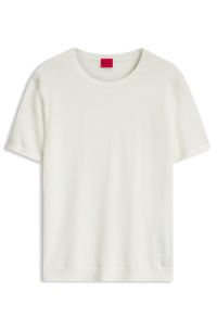 Short-sleeved sweater in a wool-cashmere blend, Natural
