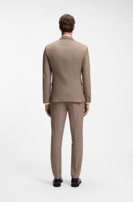 Three-piece extra-slim-fit tailored stretch suit, Brown