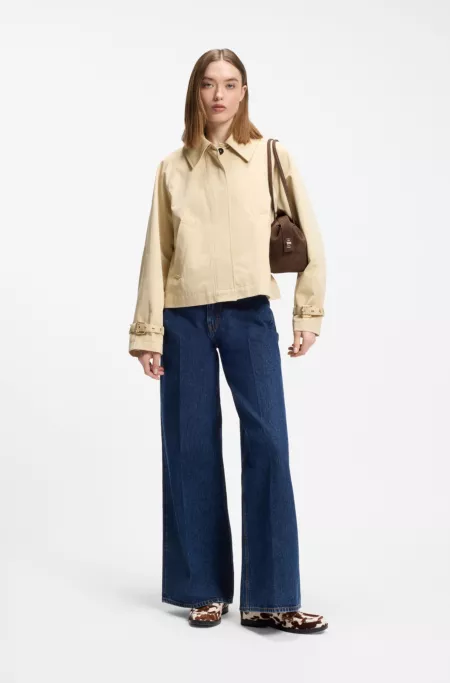 Faux-suede handbag with metallic stacked logo