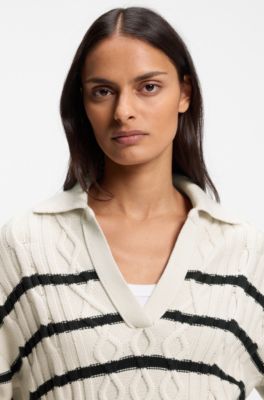 Cable-knit sweater, White / Black