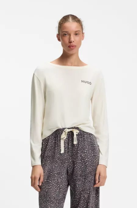 Haut de pyjama à manches longues avec logo imprimé