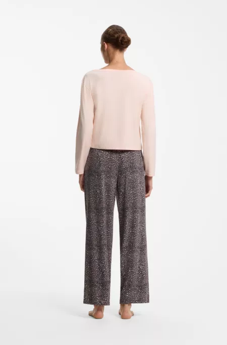 Long-sleeved pyjama top with logo print