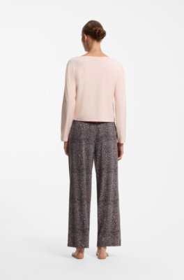 Long-sleeved pyjama top with logo print