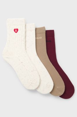 Four-pack of business socks in varied designs, Assorted-Pre-Pack