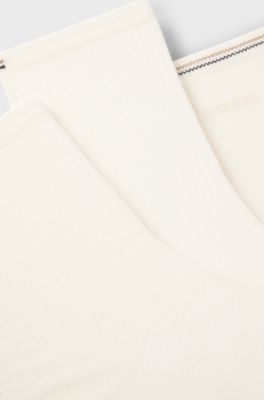 Three-pack of quarter-length socks with branding, Natural