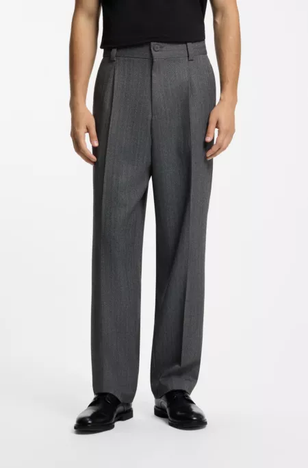 Modern-fit trousers in herringbone fabric