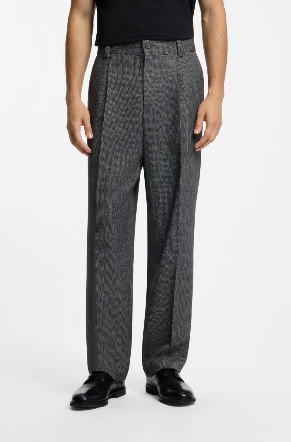Modern-fit trousers in herringbone fabric