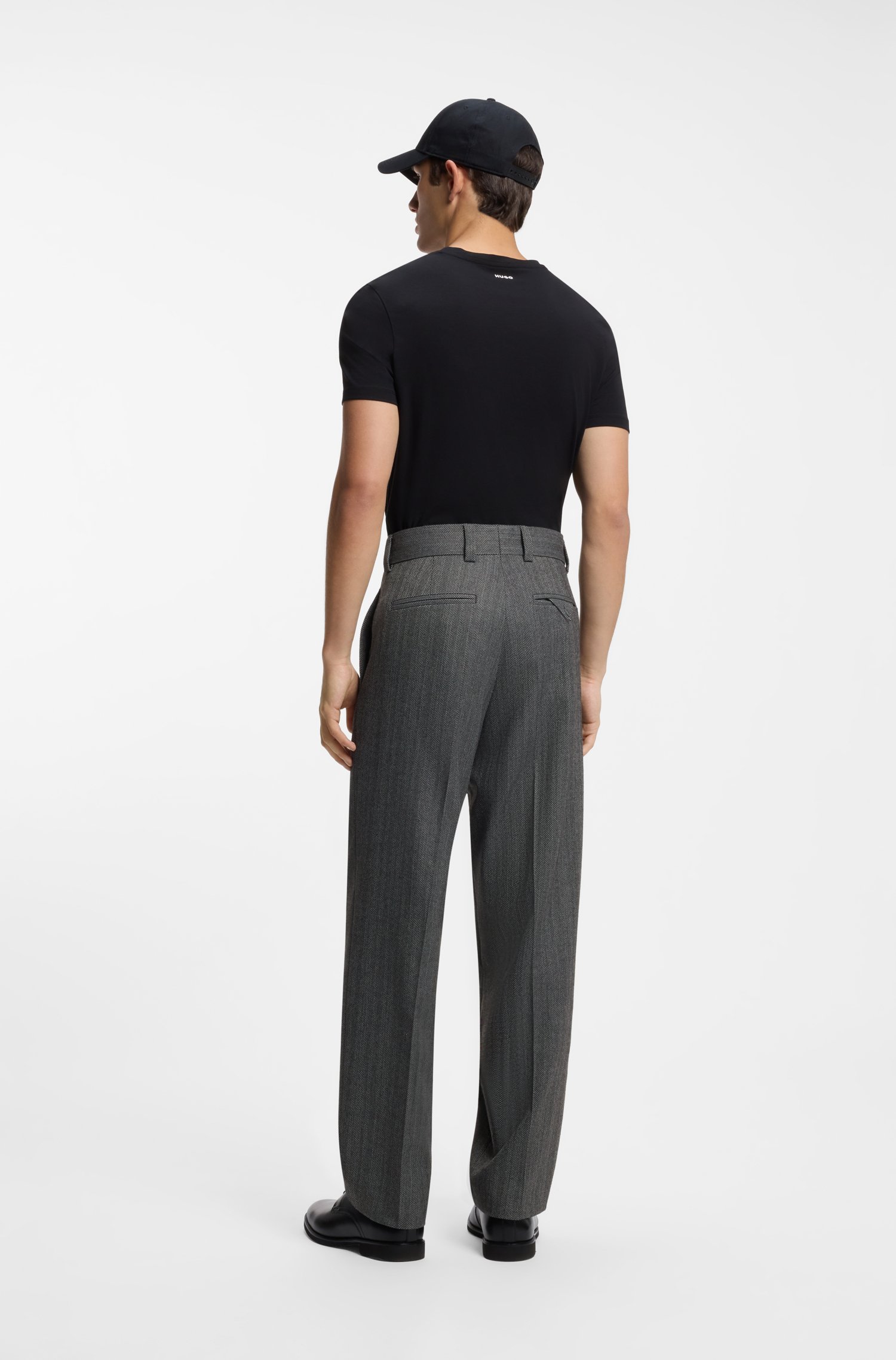 Hugo Modern-fit trousers in herringbone fabric byxor – bild 2