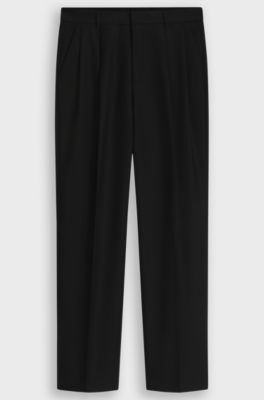 Modern-fit wool-blend trousers, Black