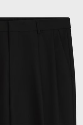 Modern-fit wool-blend trousers, Black