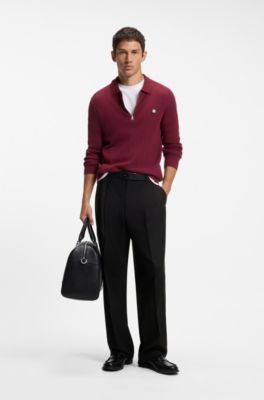Modern-fit wool-blend trousers, Black