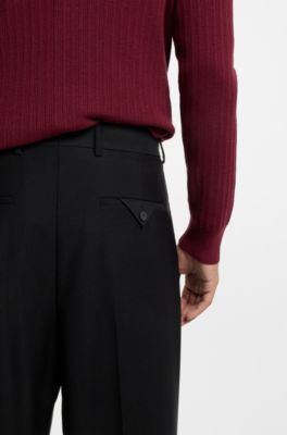 Modern-fit wool-blend trousers, Black