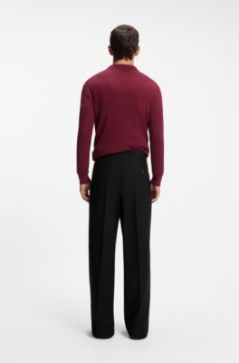 Modern-fit wool-blend trousers, Black