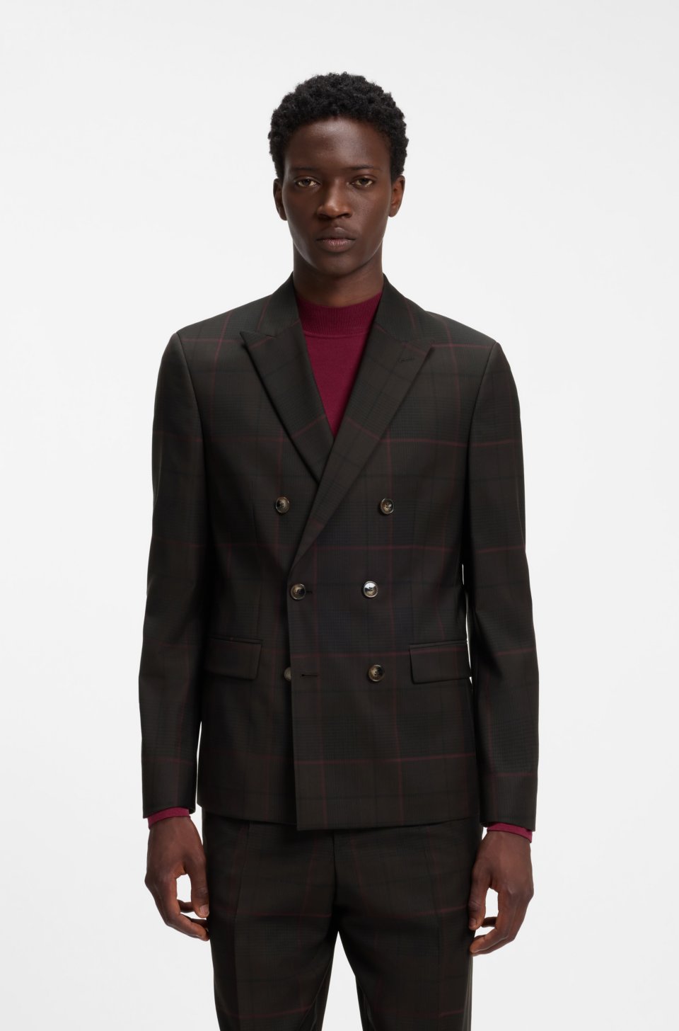 Extra-slim-fit blazer in checked virgin wool