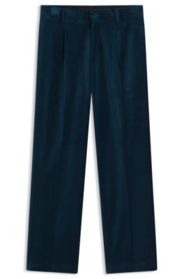 Hugo Modern-fit trousers in cotton velvet with pleat front casual byxor herr – bild 4