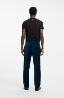 Hugo Modern-fit trousers in cotton velvet with pleat front casual byxor herr – bild 2