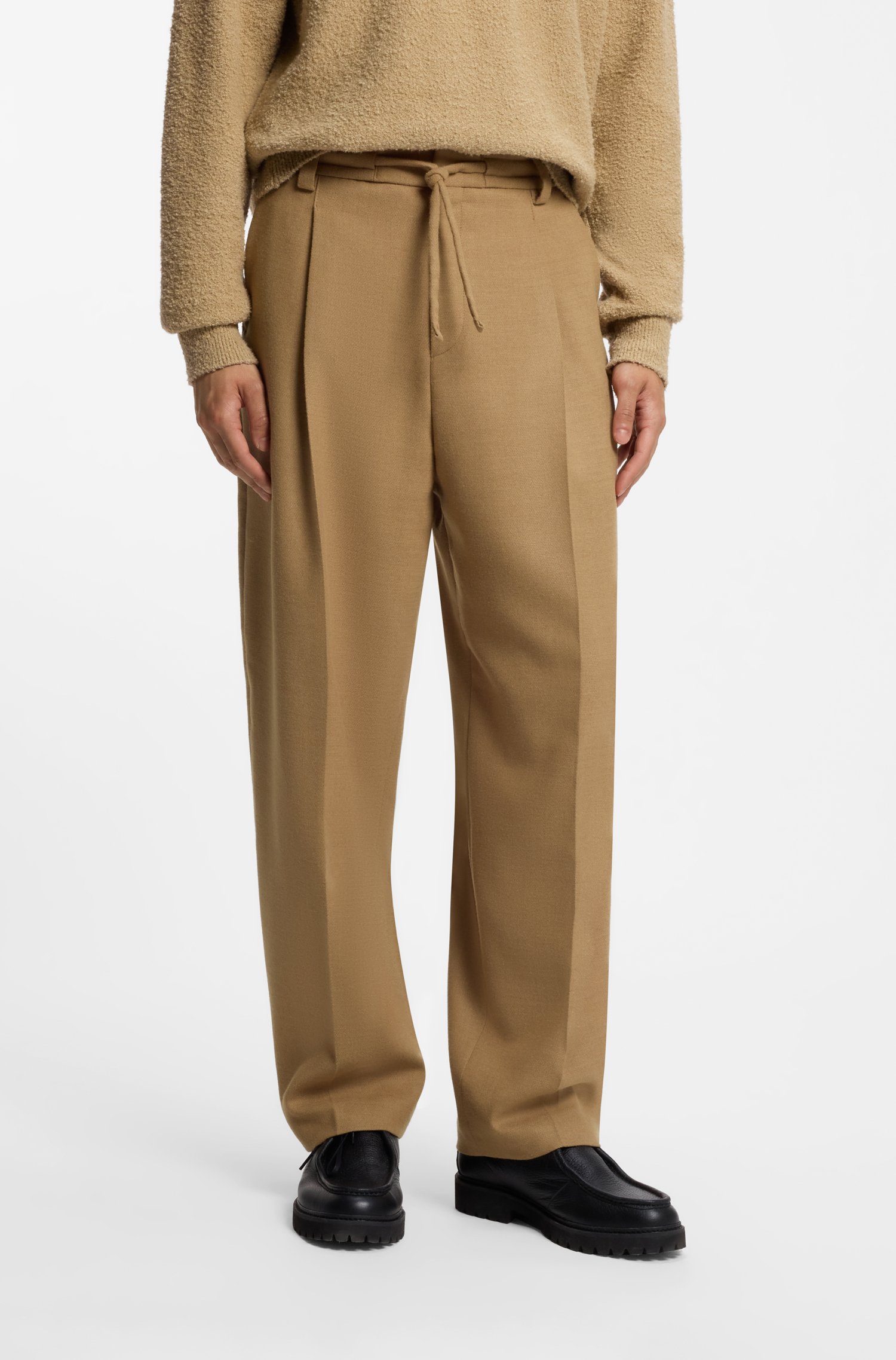 Hugo Pleated modern-fit trousers in wool blend byxor herr
