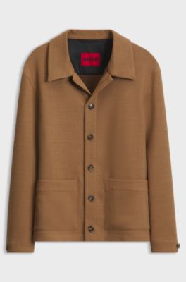 Modern-fit wool-blend shirt jacket, Beige
