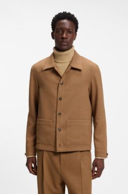 Modern-Fit Hemdjacke aus Woll-Mix, Beige