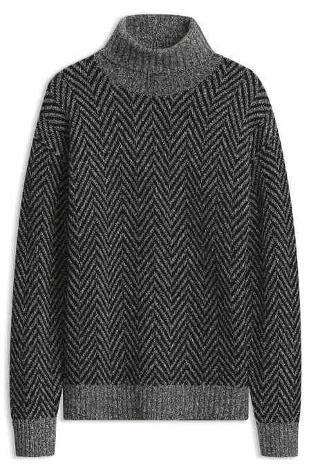 Pull Relaxed à col roulé en maille à chevrons