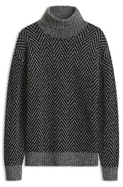 Relaxed-Fit Rollkragenpullover mit Fischgrätmuster