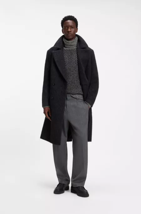Relaxed-fit rollneck sweater with herringbone knit