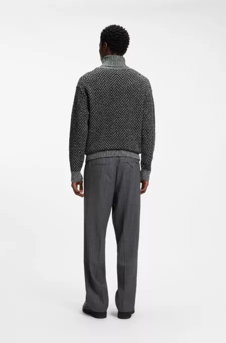 Relaxed-fit rollneck sweater with herringbone knit