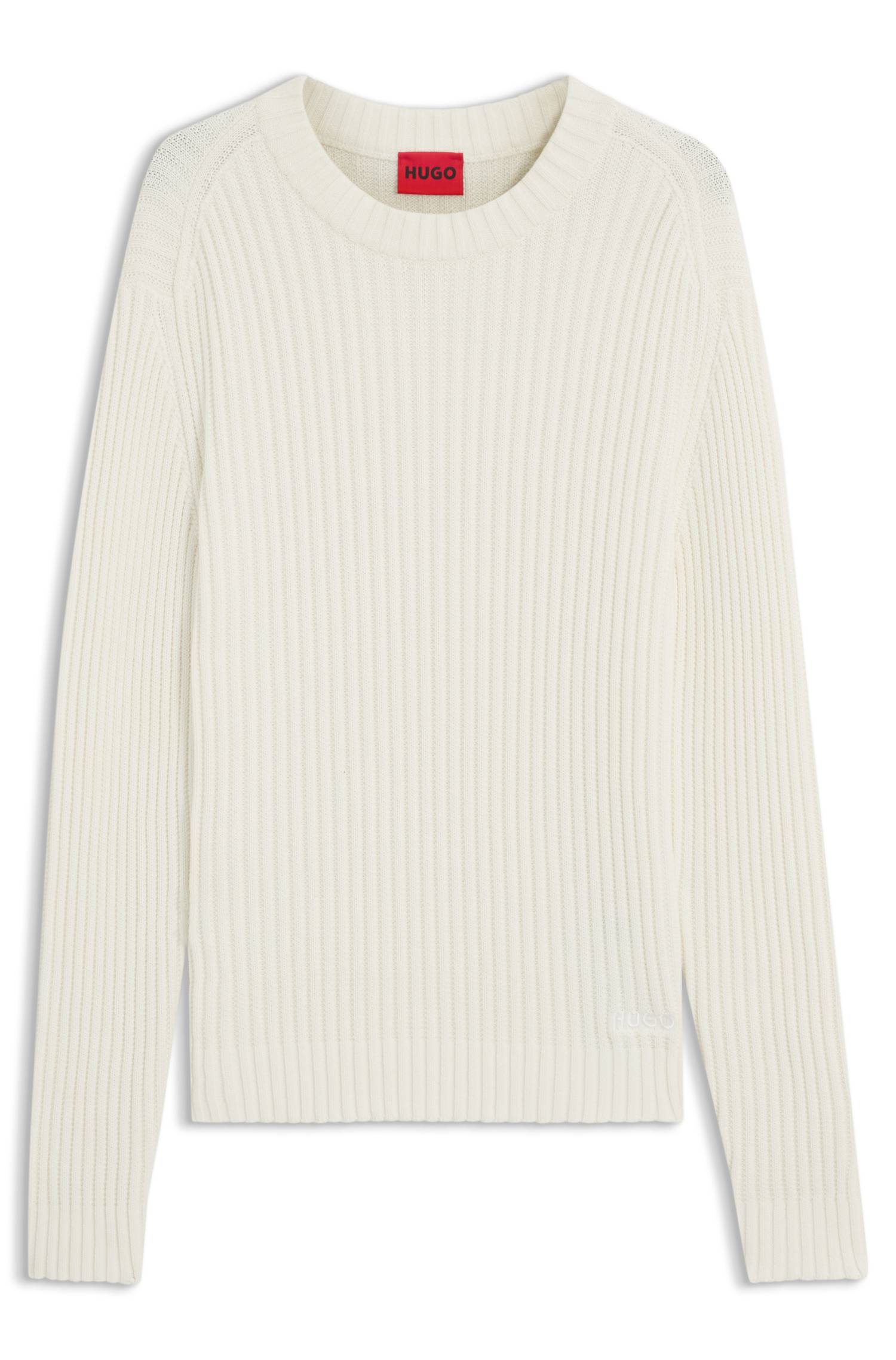 Hugo Relaxed-fit sweater in ribbed cotton stickade tröjor herr – bild 4