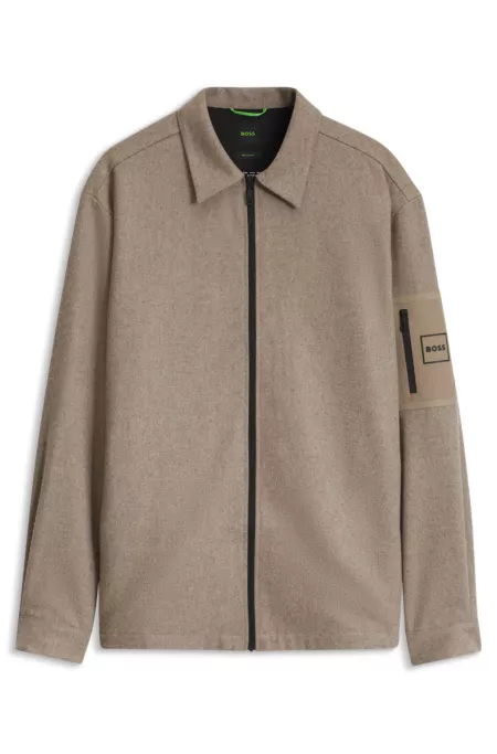 Relaxed-Fit Overshirt aus Woll-Mix mit Reißverschluss