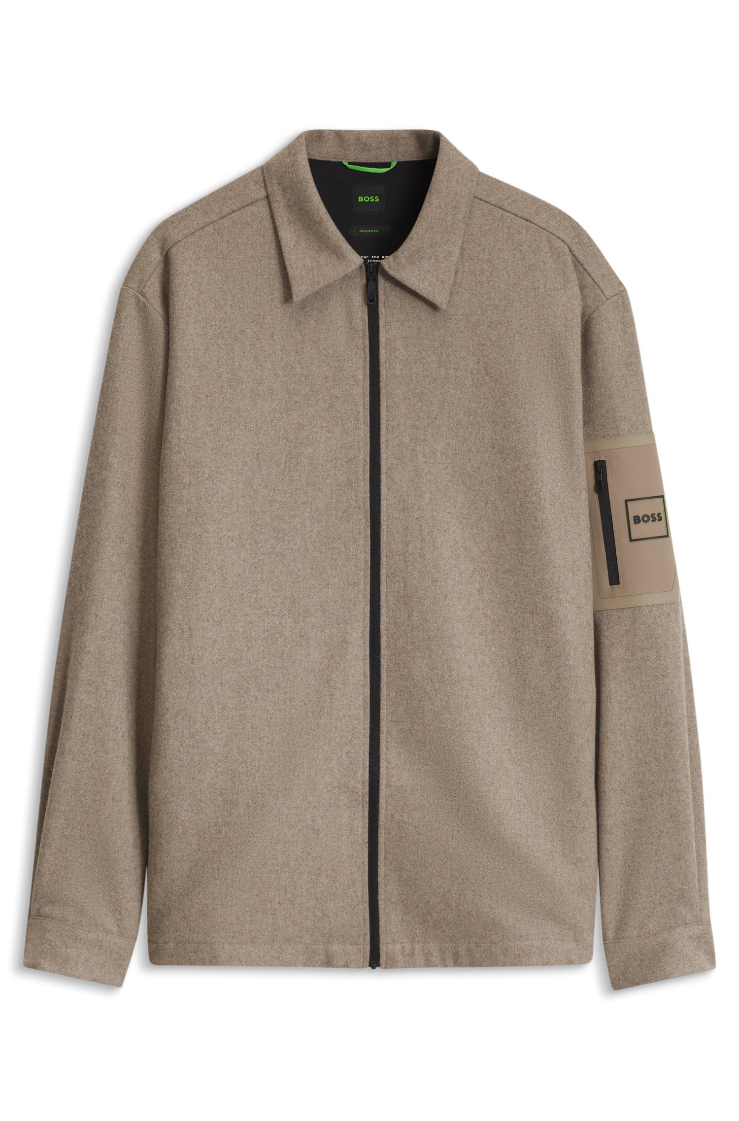 Boss Zipped relaxed-fit overshirt in a wool blend skjortor & blusar herr
