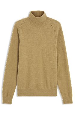Relaxed-fit rollneck sweater in a textured cotton blend