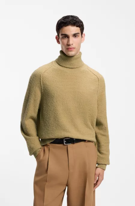 Relaxed-fit rollneck sweater in a textured cotton blend